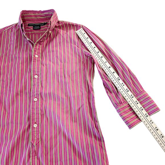 Ralph Lauren Sport Women's Size 4 Pink & Green Striped Button Down 3/4 Sleeve - Picture 7 of 10